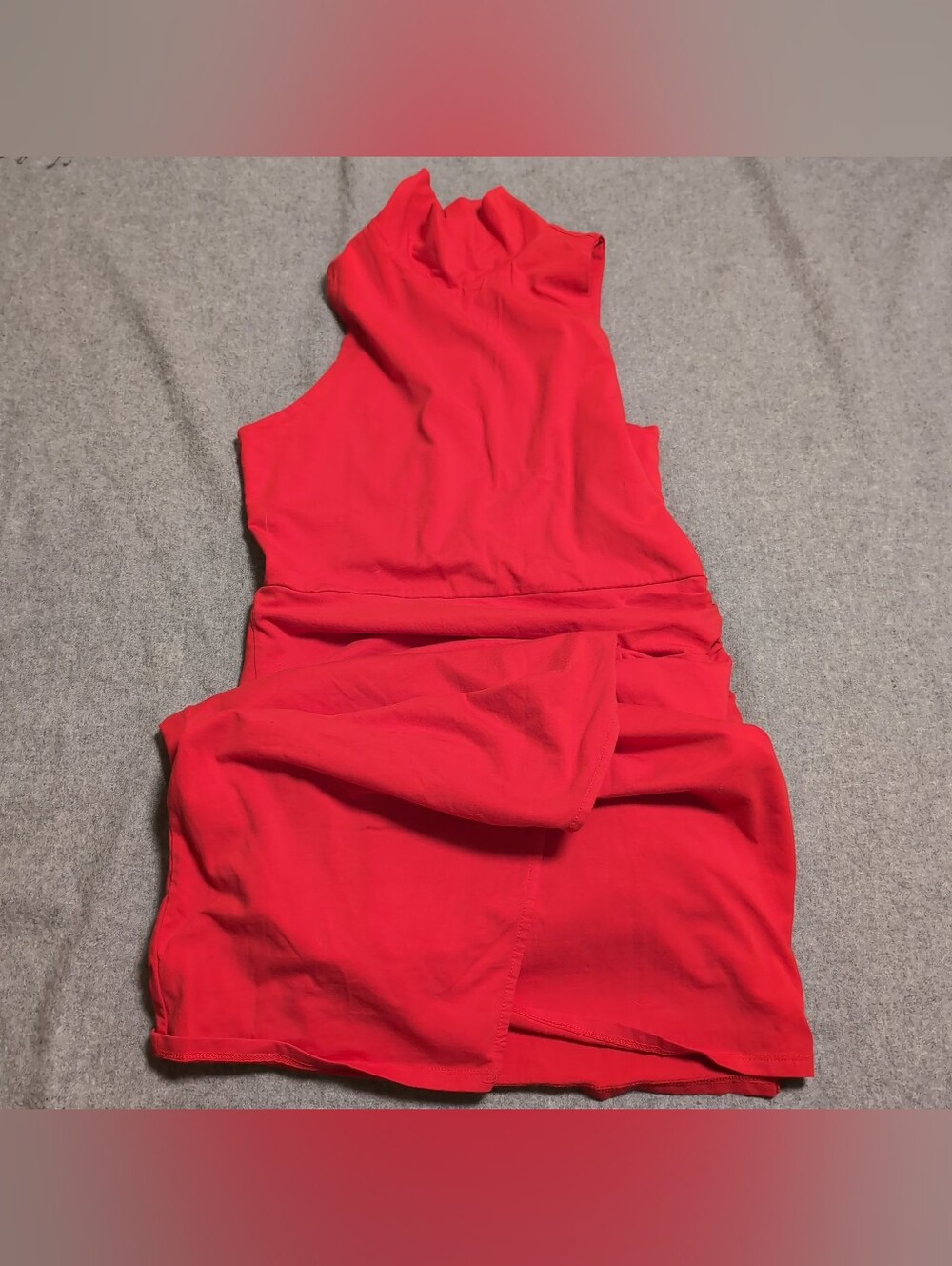 Superdown Red Mock Neck Sleeveless Ruched Side Slit Maxi Dress Medium